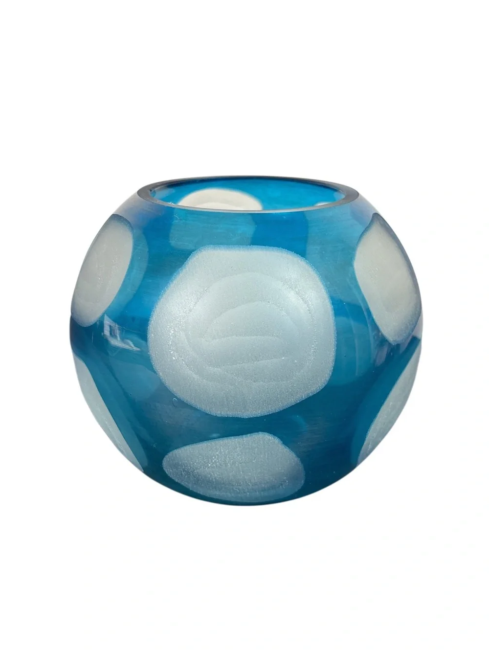 Vntg Aqua Blue and White Bubble Vase